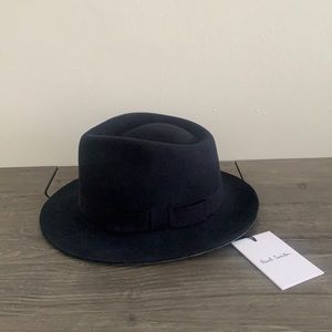 Paul Smith Wool Fedora Hat, Navy/Grey, Size S